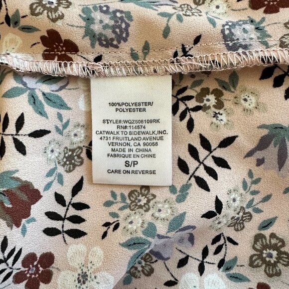 Women's S Pleione Floral Blouse Light Pink Lightweight Short Sleeves Print - Picture 6 of 7